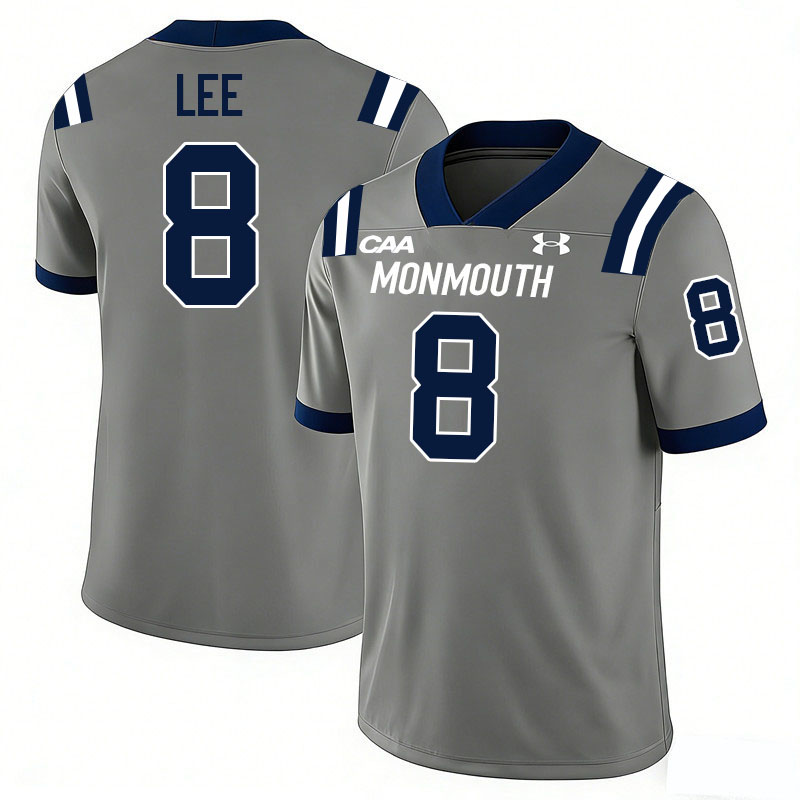 Monmouth Hawks #8 Deuce Lee College Football Jerseys,Uniforms-Grey